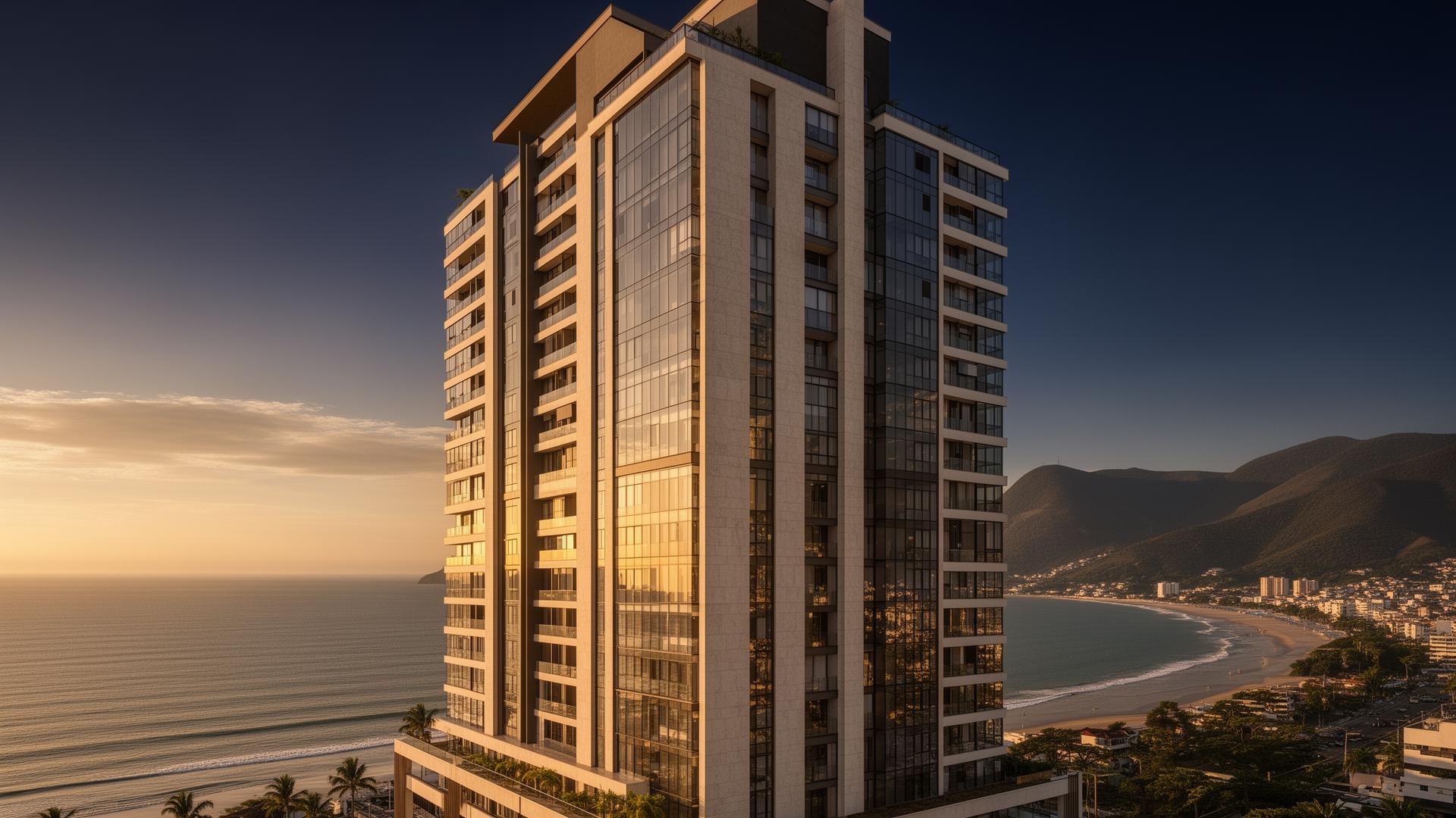 Empreendimento premium em Itajaí ao entardecer